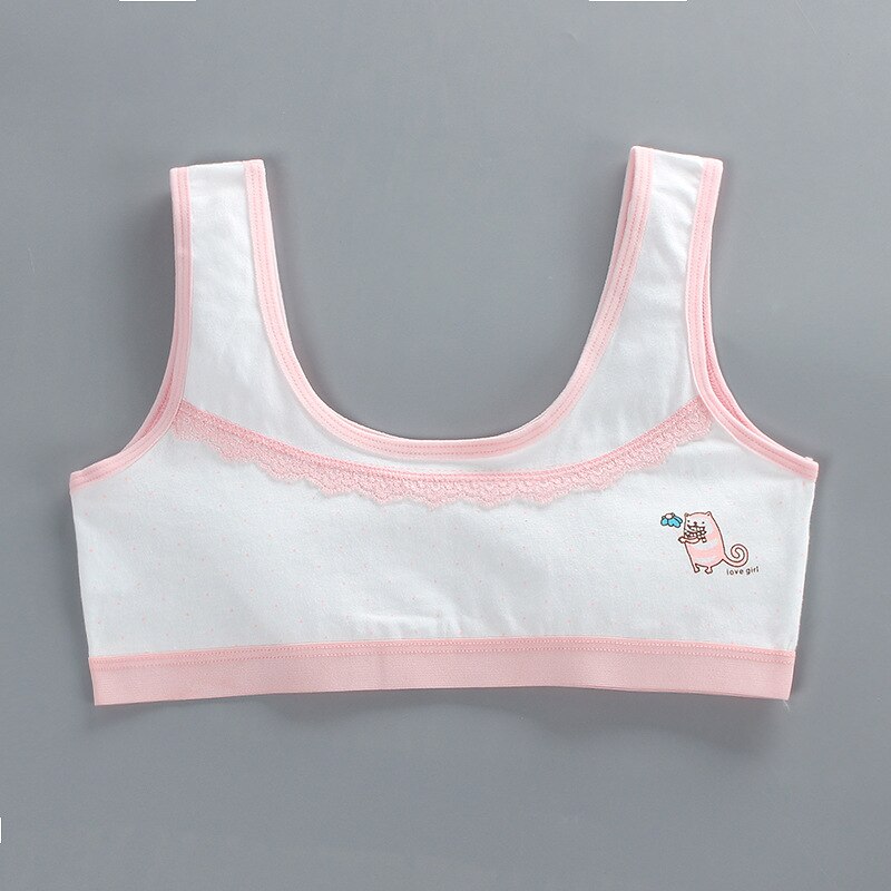 8-18years Teen Girls Training Bras Puberty Wireless Elastic Bra Cotton Sport Tank Tops Underwear Kids Bra: 6