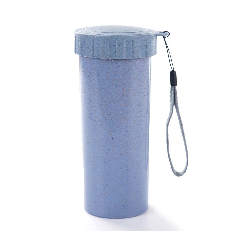 340Ml Draagbare Waterfles Lekvrije Reizen Kantoor Koffie Thee Water Fles Stro Tarwe Plastic Water waterkoker: Sky Blue