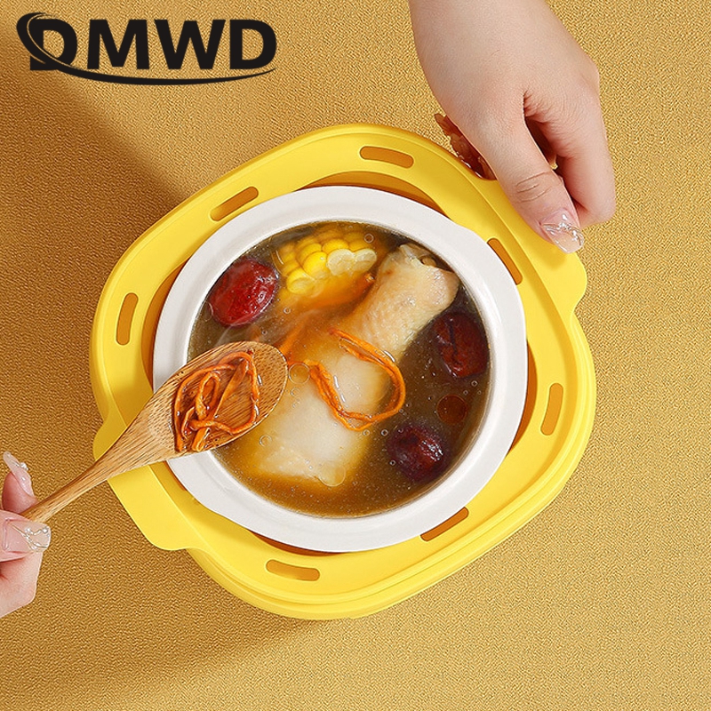 DMWD 1L Household Electric Cooker Mini Stew Pot Porridge Bird's Nest Cooking Machine Soup Pot Breakfast Maker 24H Appointment
