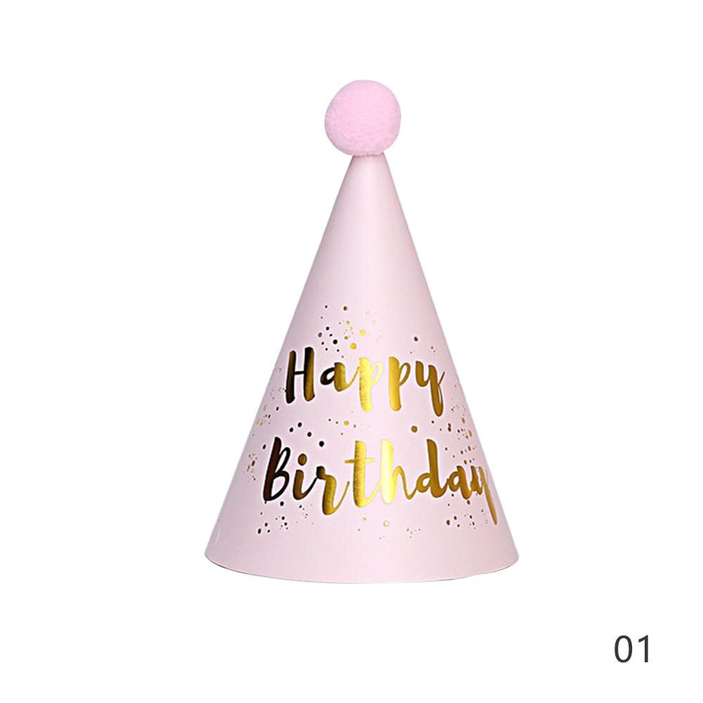 Festive Birthday Party Hats Polka Dot Stripe Birthday Party Halloween Christmas Hats with Plush Ball Party Festive Supplies: 01