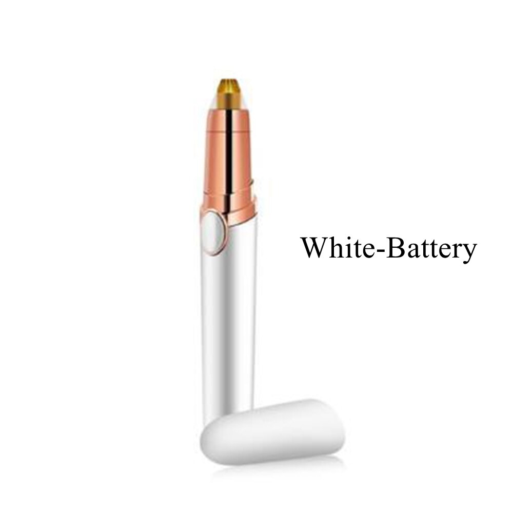Electric Eyebrow Trimmer Women Face Razor Eyebrow Epilator Shaver Painless Fast Eye Brow Trimmer Portable Hairs Luxury Shaver: White Battery