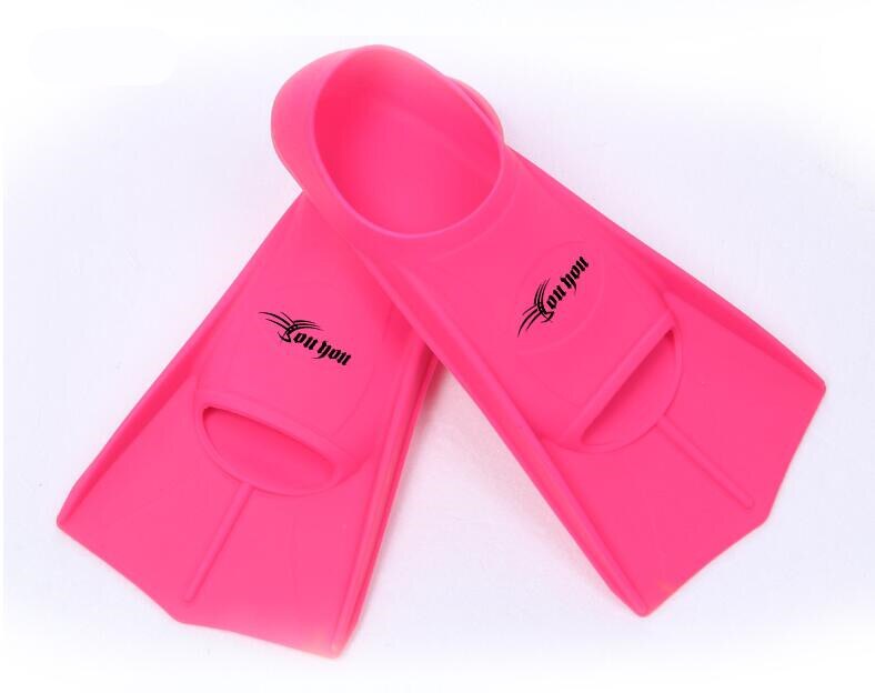 Swimming fins men silicone short flippers children diving flippers duck flippers snorkeling equipment women: rose / M