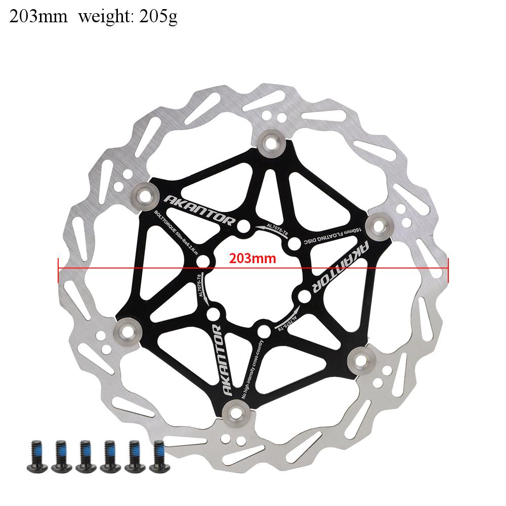 Akantor Mountainbike Disc Floating Pads Brake Rotor Rem 160Mm/180Mm/203Mm Rotor Sterke warmteafvoer Drijvende Rotor: 203MM Black