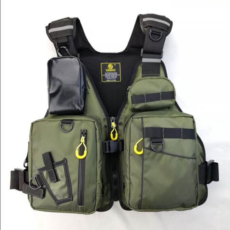 Outdoor Sport Fishing Vest Men Sea Fishing Large Buoyancy Life Vest Adult Removable Foam Multi-pocket Life Waistcoat: Army Green