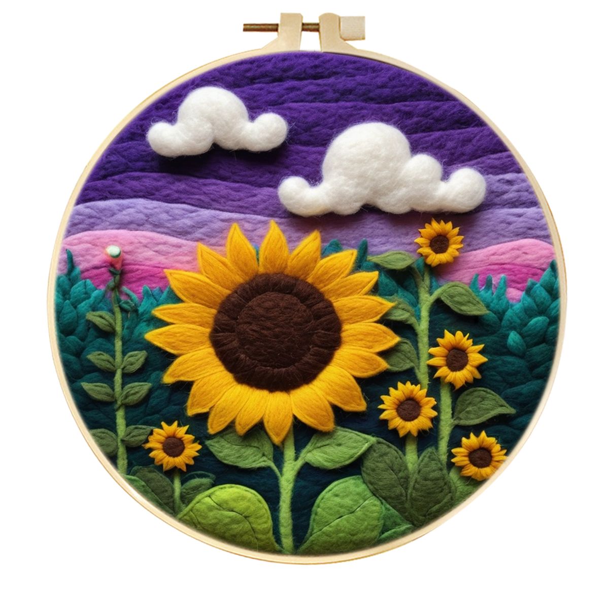 SDOYUNO-Calligraphy And Painting Wool Felt Embroidery Frame Sunflower Stitch Diy Craft Supplies Wool Burlap Set Home Decoration: DEEP BLUE