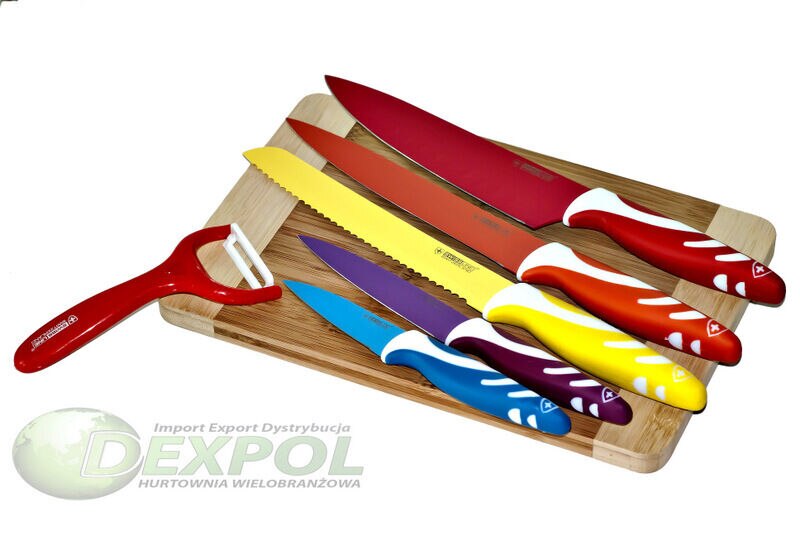 5 CUCHILLOS + PELADOR SUIZOS SWISS LINE CERÁMICA Y ACERO INOX-NUEVOS