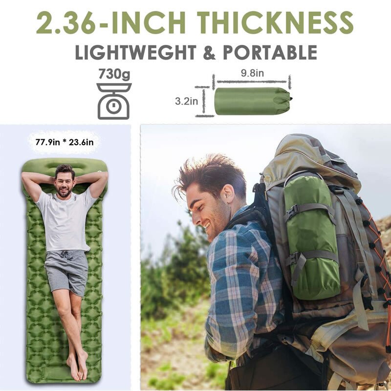 Outdoor Aufblasbare Matratze Diamant Ultra-Licht Camping Matte Wandern Air Kissen Tragbare Schlaf Matte Feuchten Beweis Wasserdicht Pad