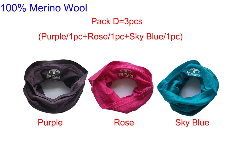 100% Merino Wool Neck Gaiter Lightweigh 3-Pack Women Men 100% Merino Wool Neck Gatier Ring Wrap Wicking Warm Wool Cover& Scarf