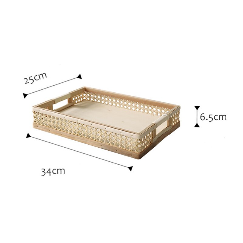 HWJFDC Rotan Mand Handgeweven Rechthoekige Rotan Rieten Mand Fruit Thee Snack Brood Picknick Cosmetische Opbergdoos Keuken Benodigdheden