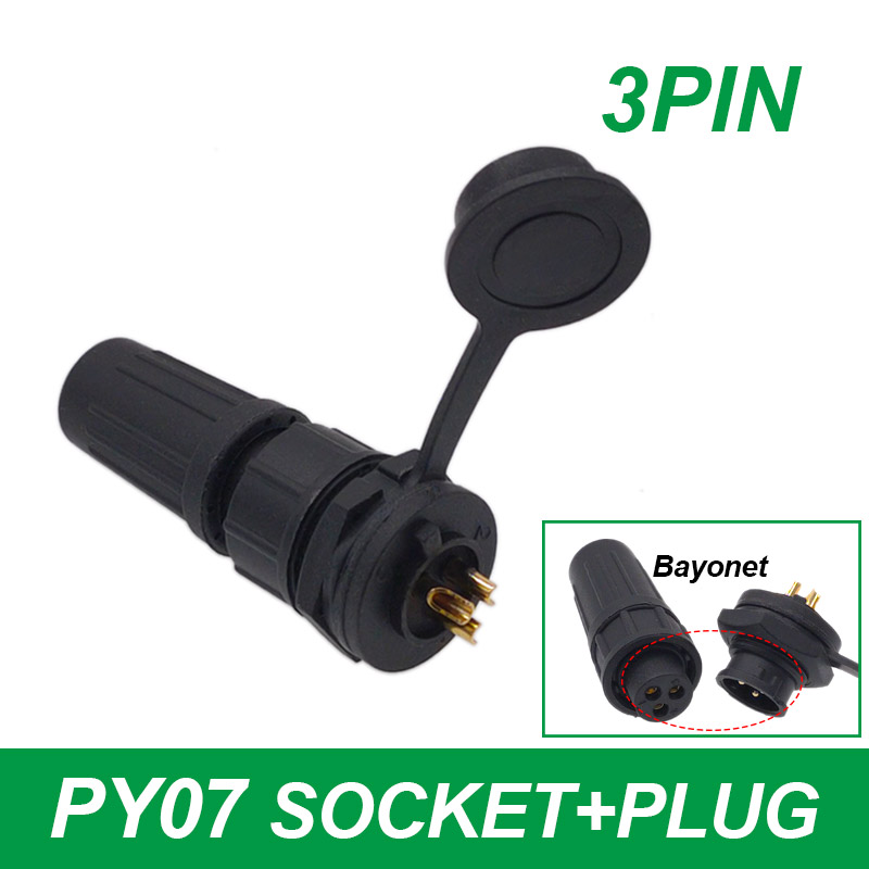 Waterproof connector plastic plug socket IP67 PY07 Z108 butt connector 2pin 3pin 4pin 5pin 6pin 7pin 8pins: Dark Grey