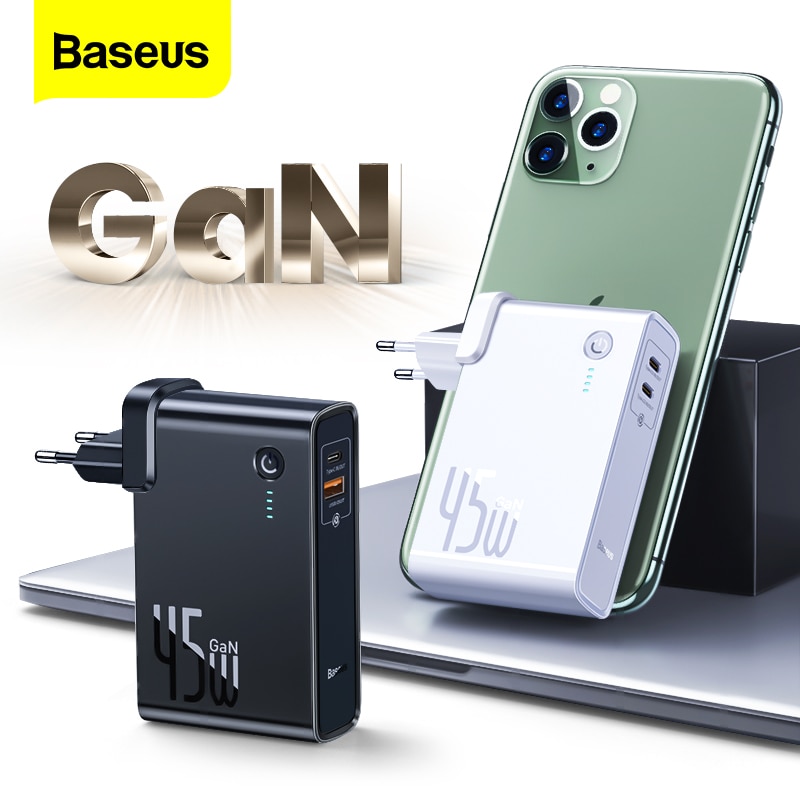 Baseus Gan 45W Power Bank 10000Mah Type C Pd Snelle Usb Oplader Powerbank Draagbare Externe Batterij Oplader Voor iphone 11 Xiaomi