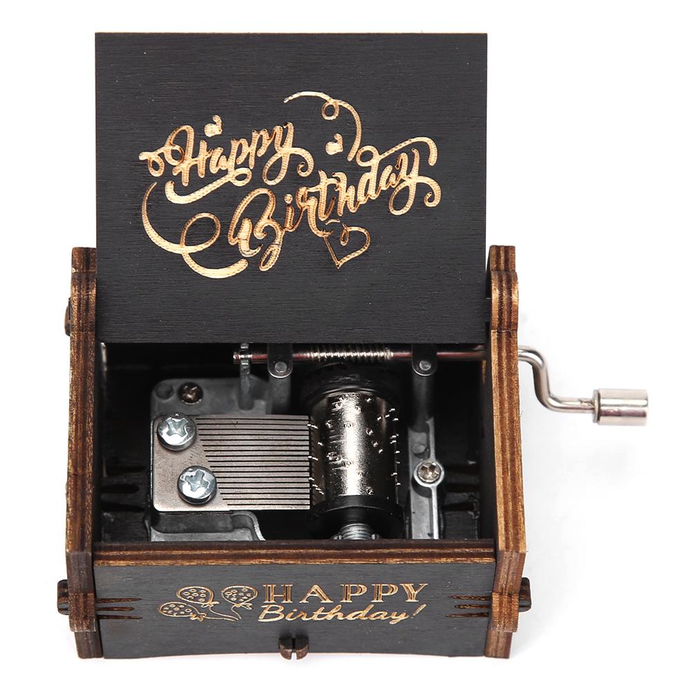 Carved Hand Cranked Musical Box Red Wooden Manual Child Birthday Children/friends Christmas Birthday