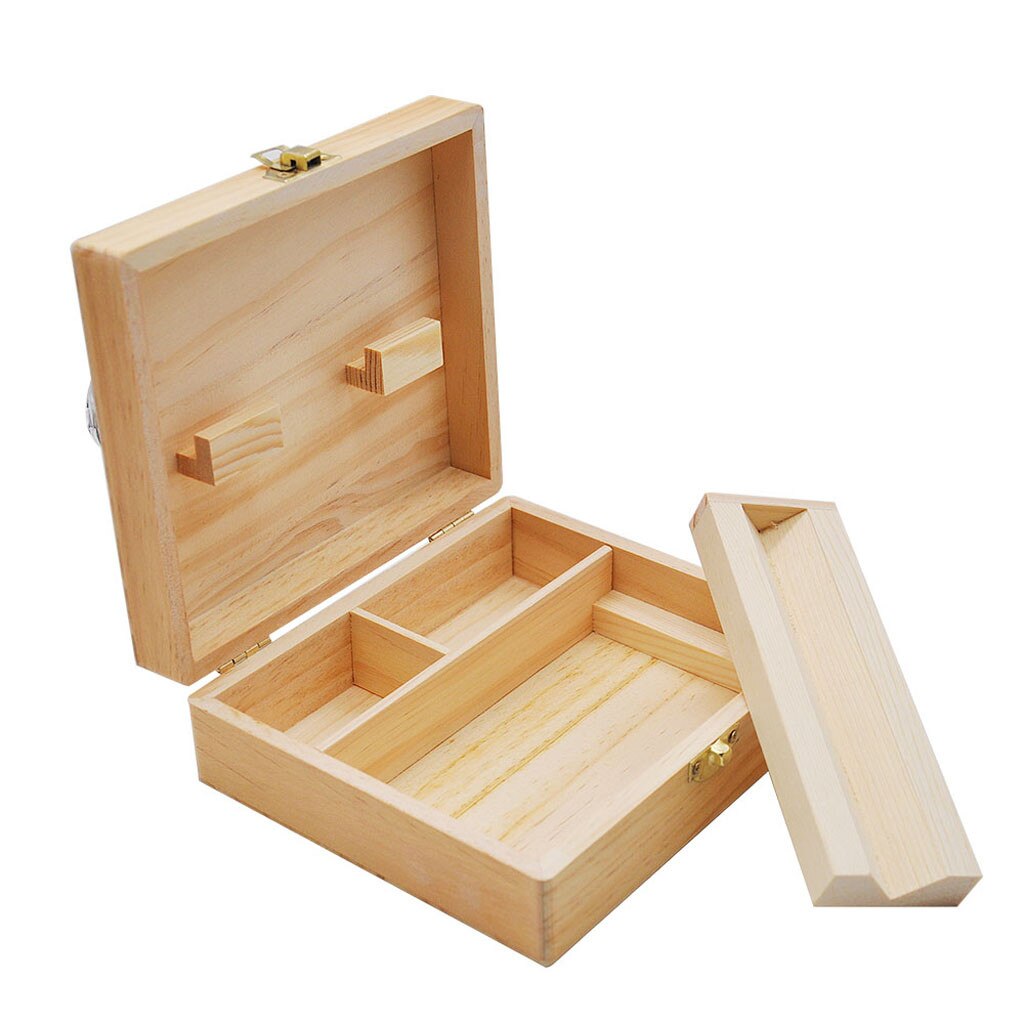 40# Wood Stash Box With Rolling Tray Large And Perfect To Organize Your Accessories Compartment Storage Box Practical Adjustable: Default Title