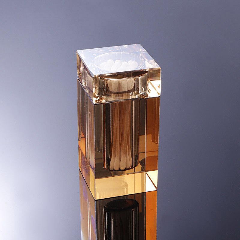 Boîte de rangement de cure-dents en verre, boîte créative de coton-tige, salle de bains, organisateur de coton-tige, décoration de bureau ZH671: Colour 2 gold