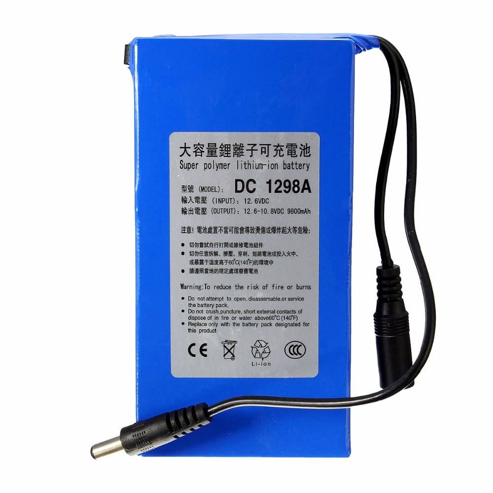 Dc 12v litiumbatteri 9800 mah uppladdningsbart polymer li-ion batteripaket för gatubelysning led-ljus digital produkt standby-ström