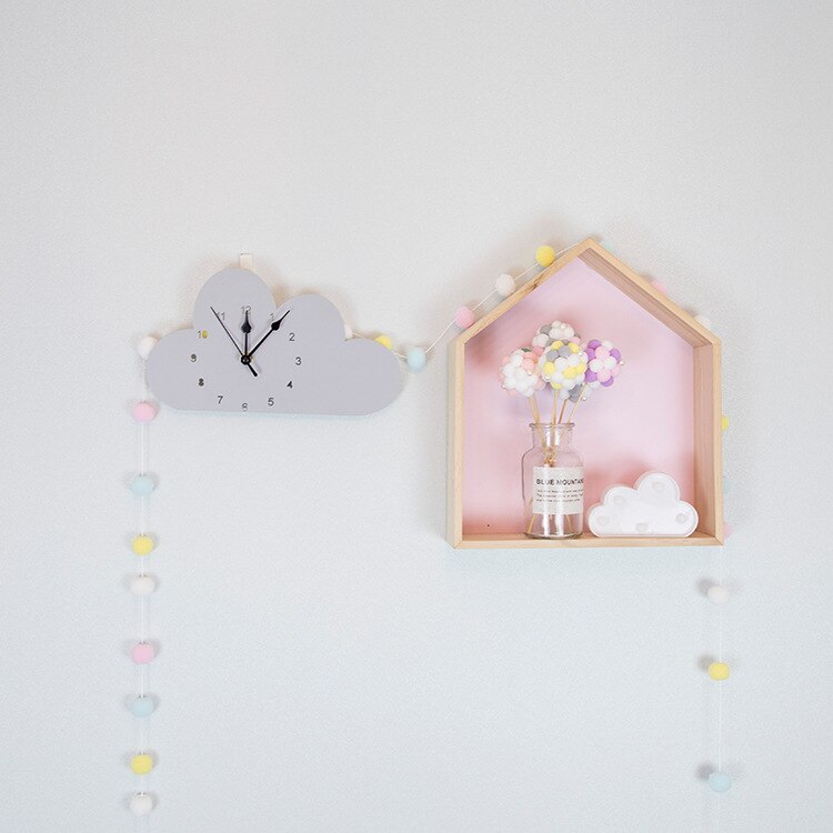 Chambre enfant bois nuage horloge pour bébé garçon fille chambre décoration Style nordique rose nuage horloges murales chambre d'enfants scandinavie décor