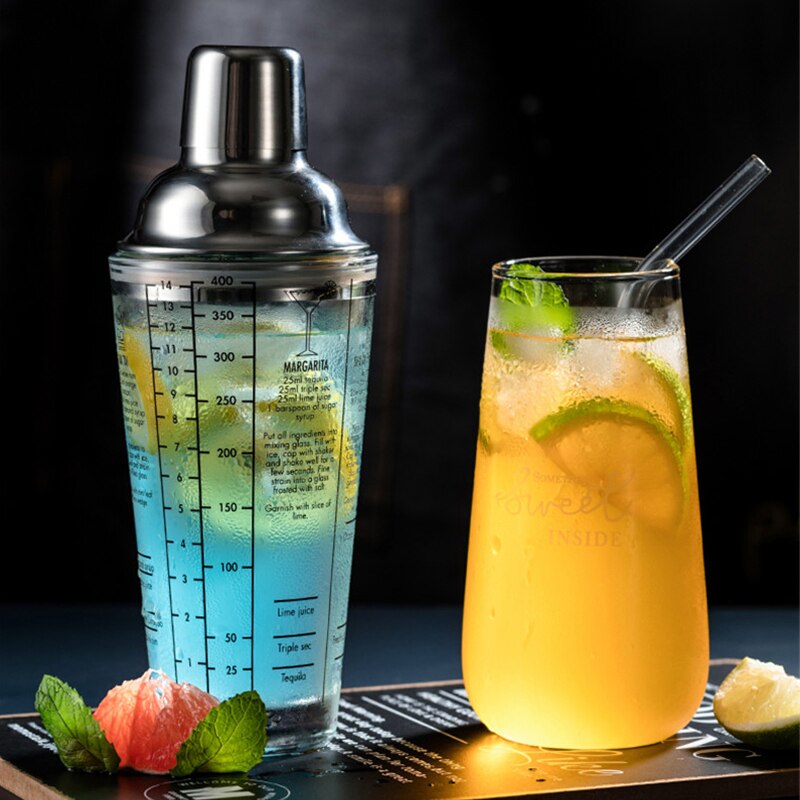 Cocktail Shaker Scale Glass Hand Wine Beverage Mixer Shaker Bartender Fruit Juice Snow Ke Cup Party Bar Tools
