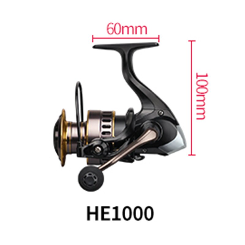 Carrete de pesca HE7000 5,2: 1 de Metal de alta velocidad, bobina giratoria, máxima resistencia, 10kg, para pesca al aire libre, grande: HE-1000