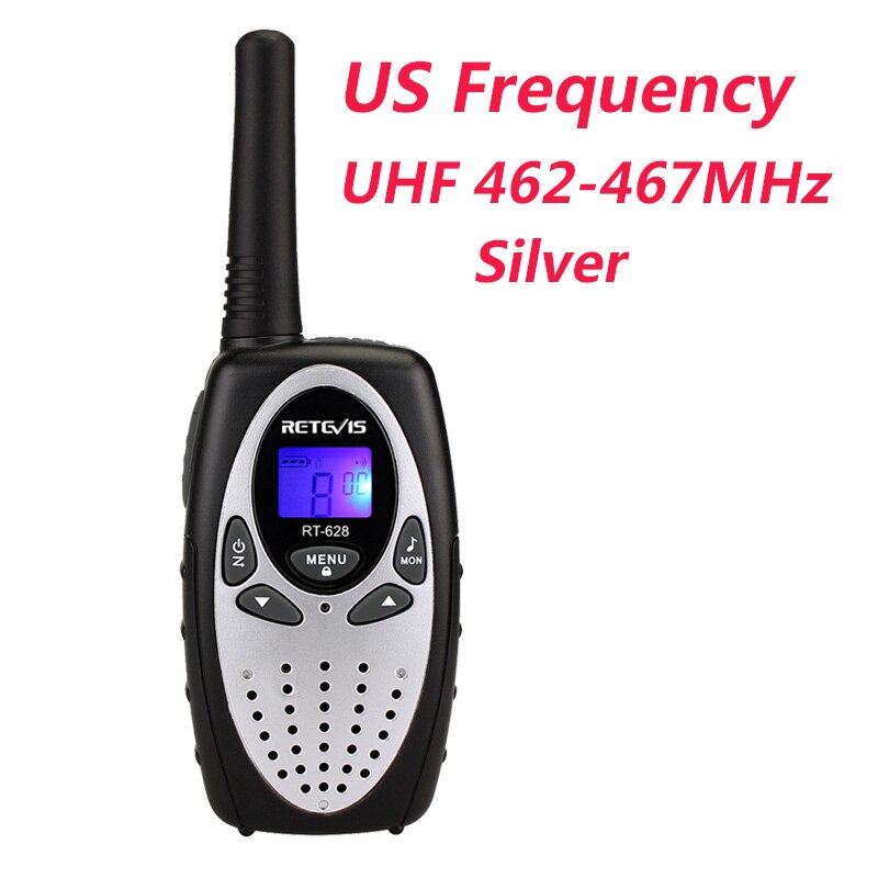 1pc Walkie Talkie Kids Radio Station RETEVIS RT628 0.5W Hf Transceiver Ham Radio UHF Two Way Radio J1026: Silver US