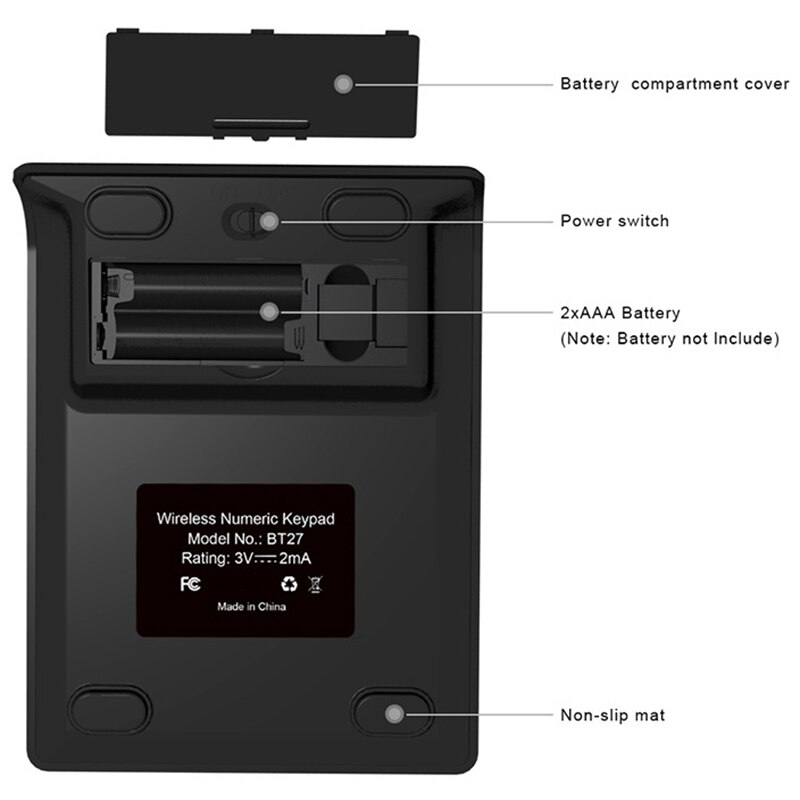 27 Toetsen Bluetooth Wireless Numeriek Toetsenbord Mini Numpad Met Meer Functietoetsen Digitale Toetsenbord Voor Pc Accounting Taken