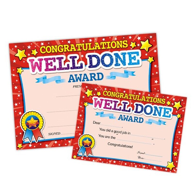 Récompense de certificat en anglais de , 50 pièces, fournitures d'enseignement, récompenses pour étudiants, papier de certificat de formation en anglais