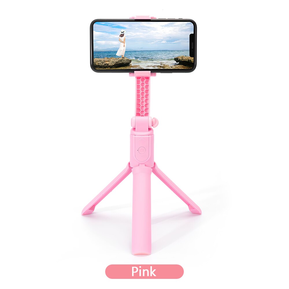 SAMTIAN Handheld Stabilizer Wireless Bluetooth Selfie Stick Gimbal Stabilizer Extended Monopod For Phone Video Shooting Photo: Pink