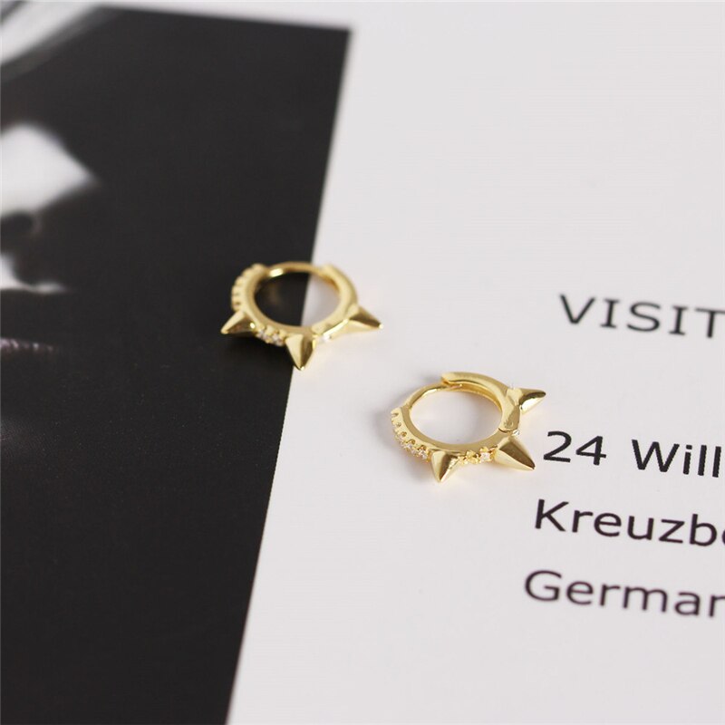 CANNER Gold Color Small Hoop Earrings for Women Girls 925 Silver Mini Circle Earrings Jewelry Zircon Star Earings H50: shape3