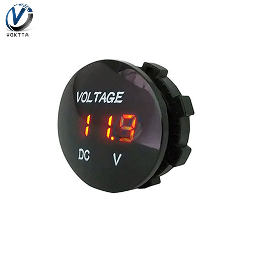 Dc 5v-48v 3 bits digitalt voltmeter rundt vandtæt ledet panel mini digital volt spændingsmåler tester skærm display voltmeter: Orange