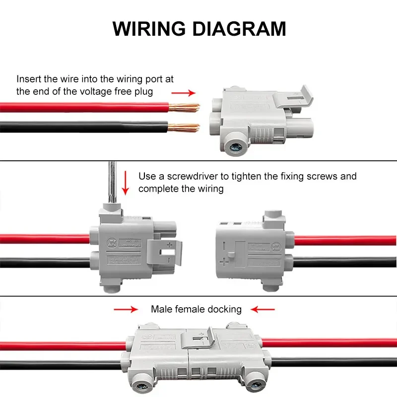 100A Waterproof Male Female Connector for Parking Air Conditioning High Current Truck Anti Detachment Charging Power Head Plug