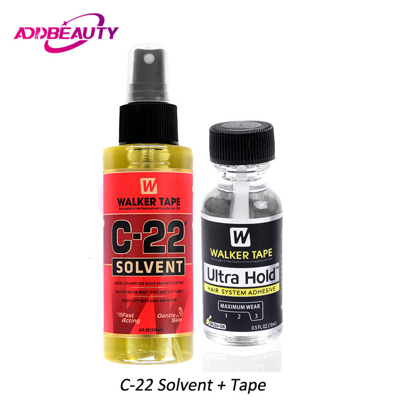 Ultra Hold Walker Tapes C-22 Lijmverwijderaar voor Lace Front Pruiken Menselijk haar Toupetje 15 ml Garenloos Lijmtape Waterdichte lijmverwijderaar: Black