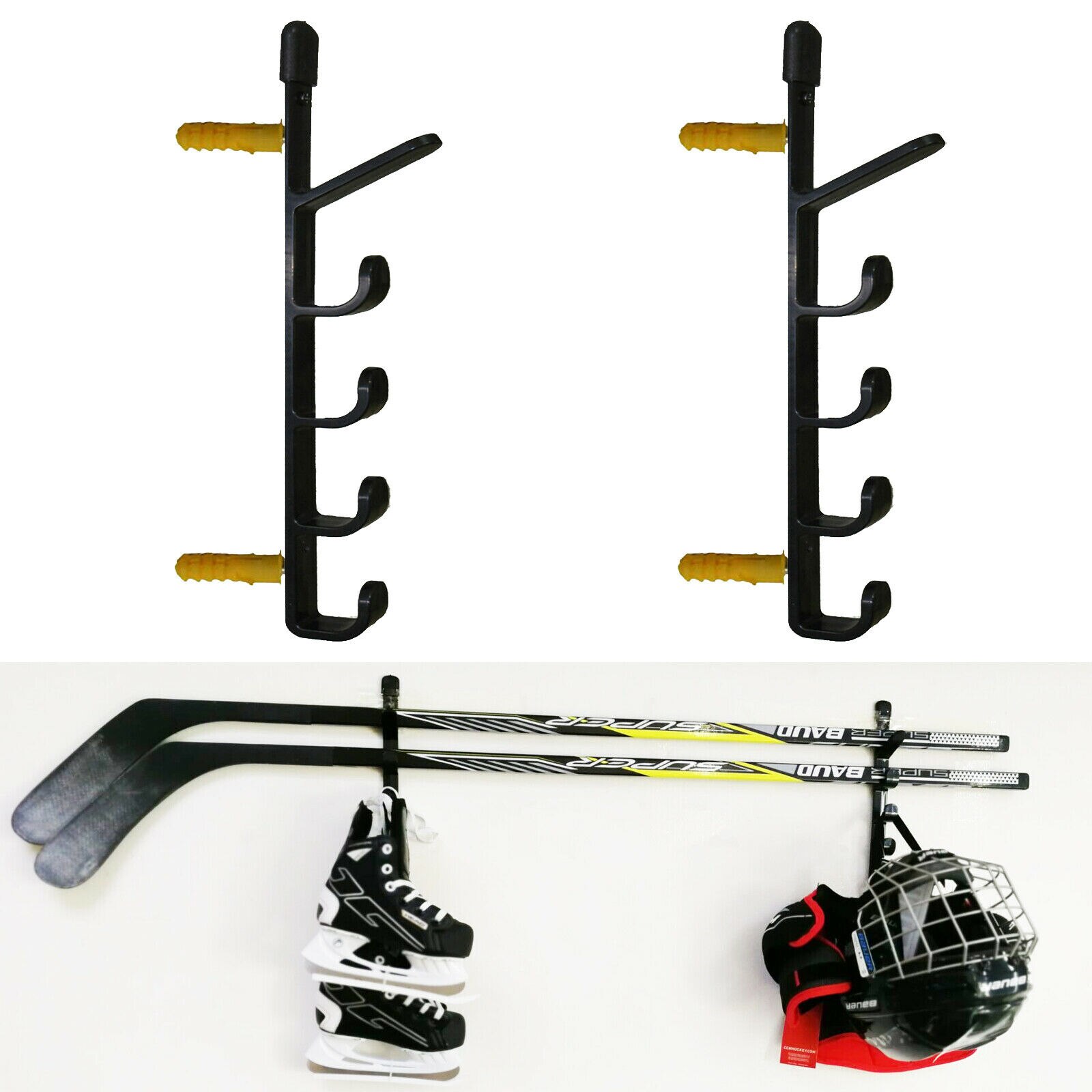 2pcs/lot Hockey Stick Puck Display Case Rack Holder Full Size Wall Mounted 5 Tier Storage