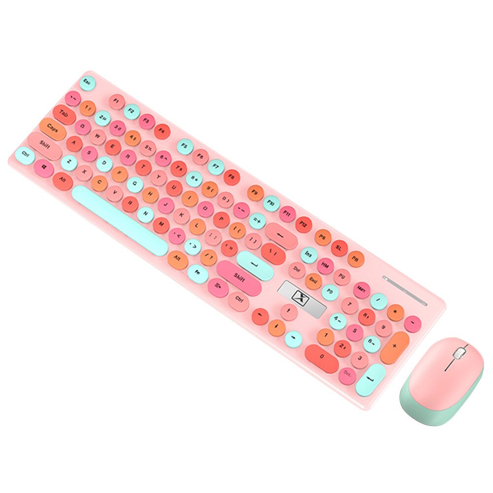 Jelly Comb Rechargeable Wireless Keyboard Mouse Combo for Laptop Computer Home Portable Office Full Size Keyboard Mute Click