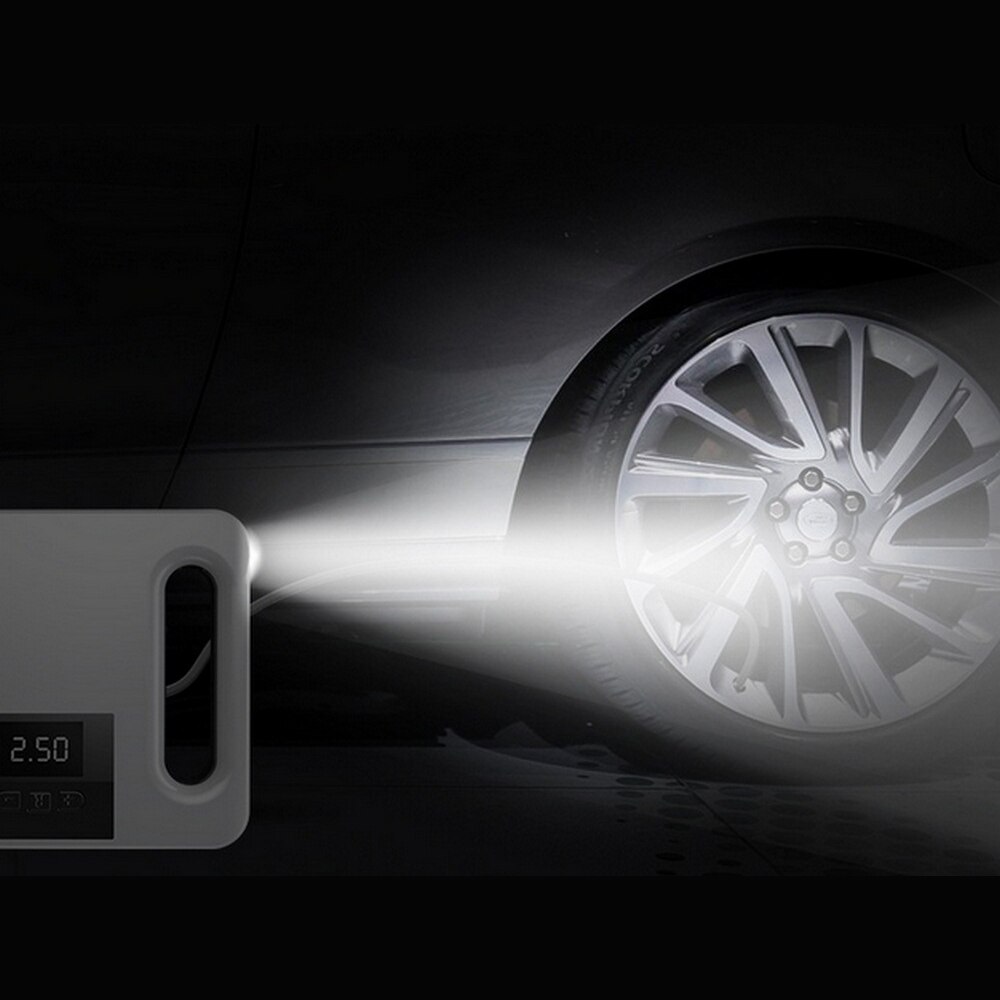 Portable Air Compressor Tire Inflator Car Tyre Air Pump Digital Pressure Gauge Bright with Emergency Flashlight
