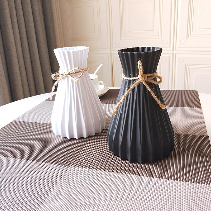 Nordic Stijl Plastic Bloem Vaas Decoratie Thuis Witte Vazen Imitatie Keramische Vaas Bloempot Decoratie Bloem Mand Vazen