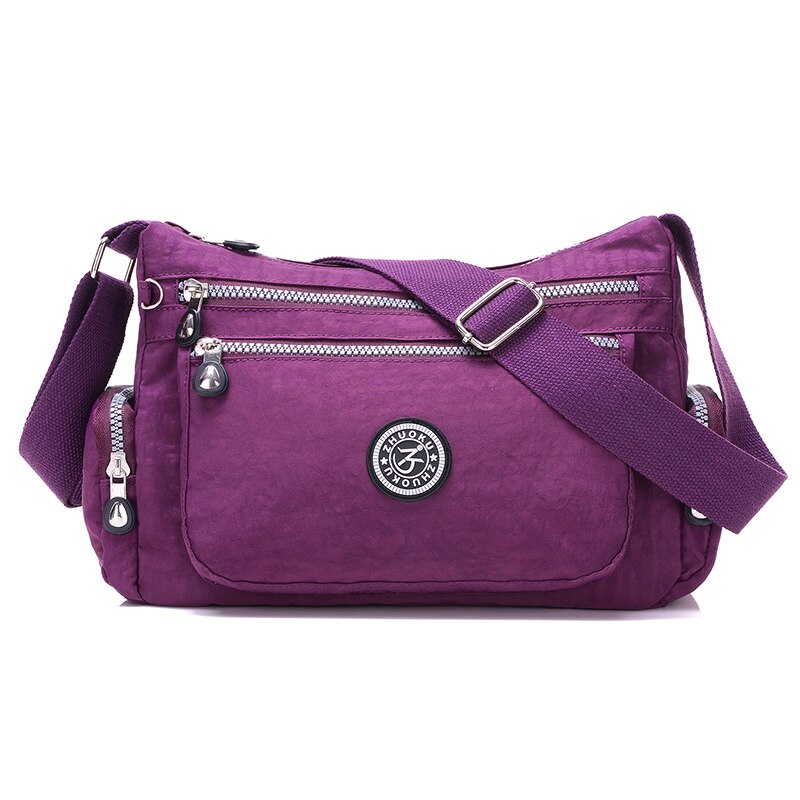 Bolsos pequeños de hombro para mujer, bandolera con cremallera, bolsos Hobo, famosa Bolsos De Mujer con solapa, Mini bandolera de nailon para playa, un bolso principal: purple