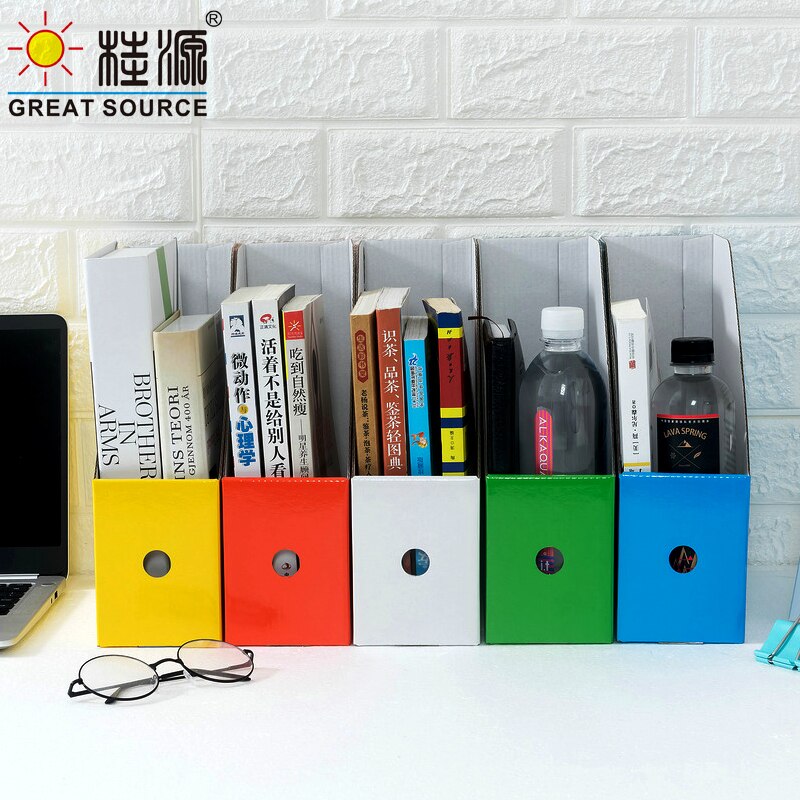 Składany pojemnik na dokumenty pudełko na gazety 5 kolorów na grupę blatowy Organizer falisty magazyn Bookend ffice materiały piśmienne (5szt)