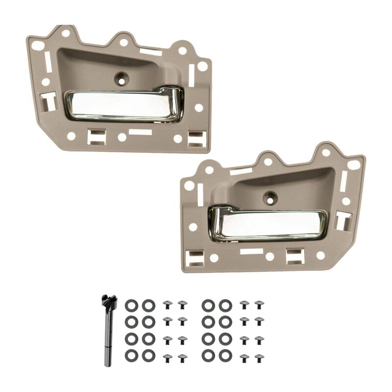 2 Stuks Links & Rechts Binnenlands Deurklink Set Voor 2005 Jeep Grand Cherokee Beige & chrome: Default Title