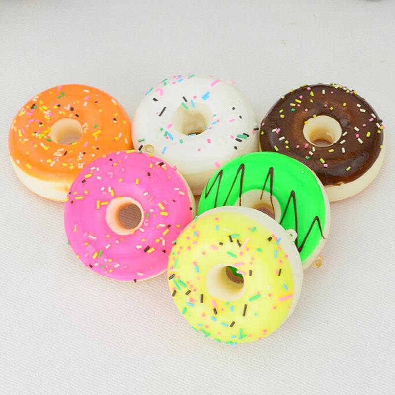 2PCS 5CM Artificial Mini Simulation Squishy Donut Kawaii Chocolate Noodles Sweet Roll Pretend Toys Kitchen Toys