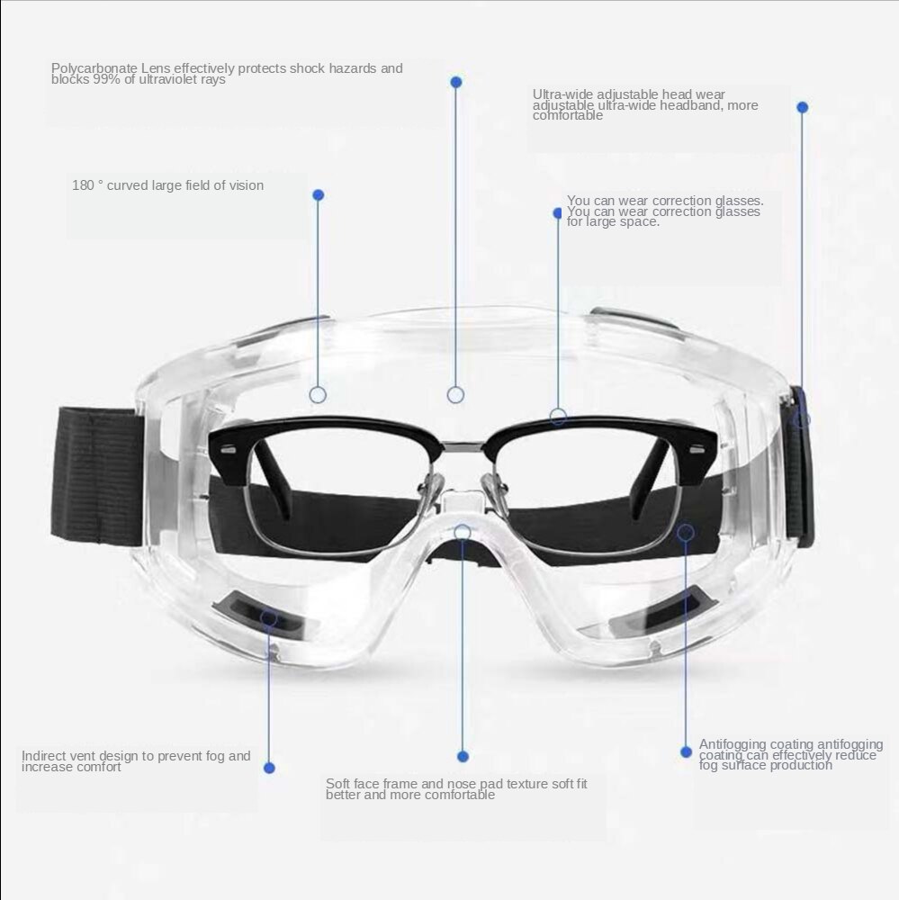 Beskyttelsesbriller anti-stænk støvtæt vindtæt arbejdslaboratorium briller øjenbeskyttelse industriel forskning sikkerhedsbriller