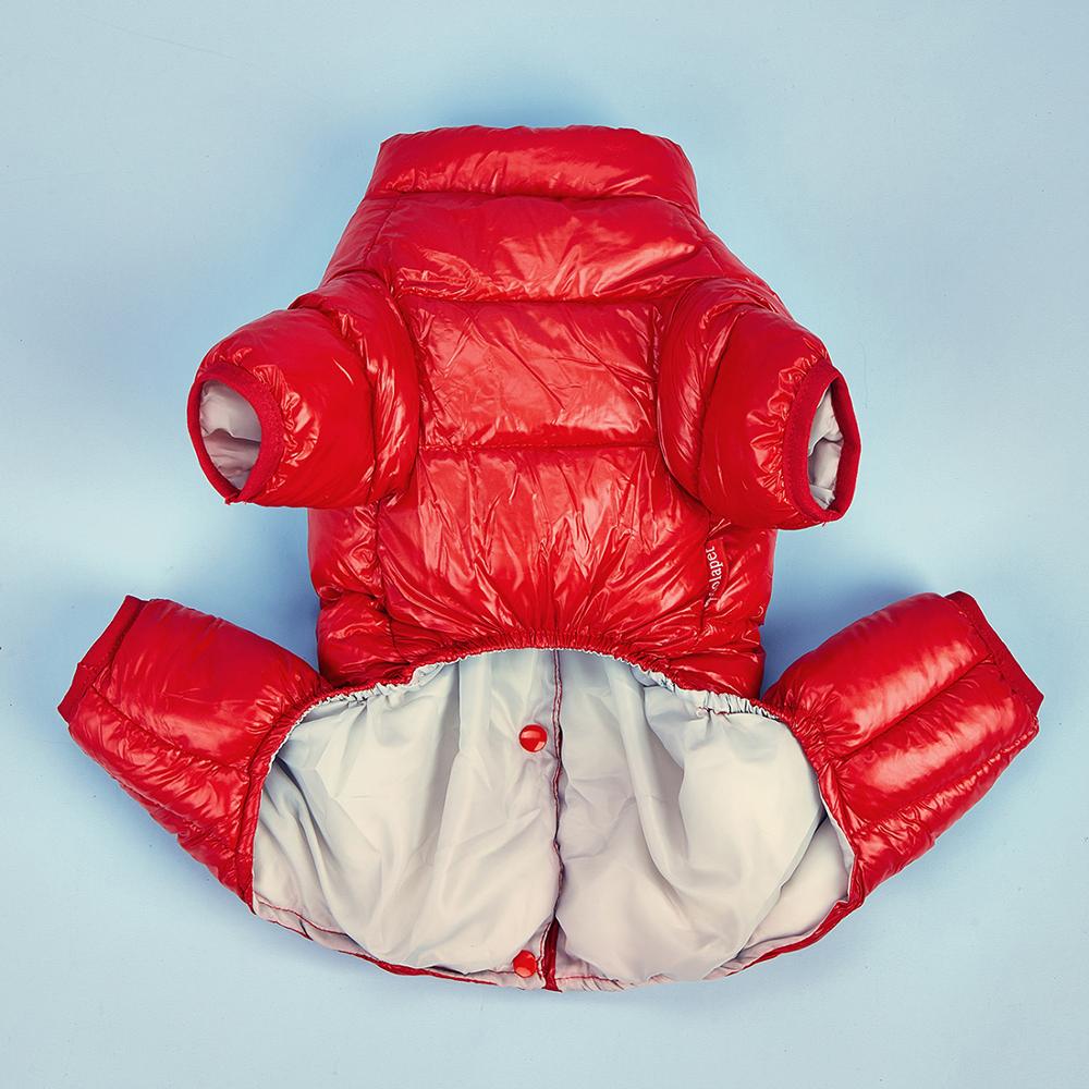 Winter Dog Clothes Waterproof Dog Jumpsuit for Small Dogs Thicken Down Cotton Padded Pet Overalls Shiny PU Warm Puppy Coat Yorki