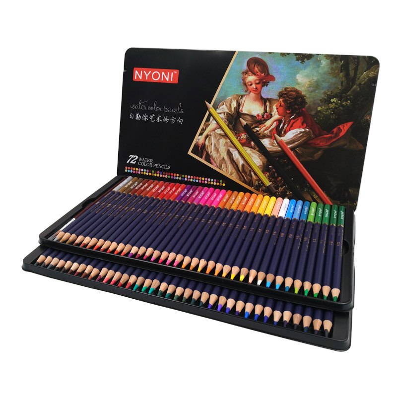 Lápis de aquarela 72 core macio, lápis de cor profissional solúvel em água, para materiais de arte, 12, 24, 36, 48, 150: 72 Colors Set