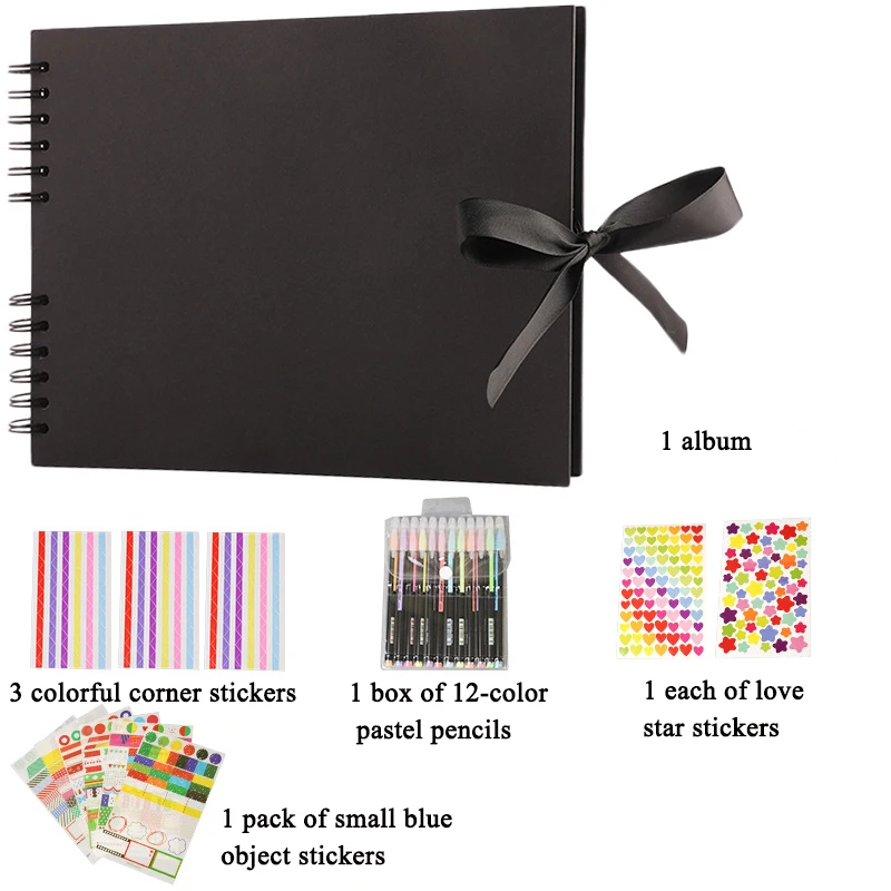 1pc Handmade Collectible Memorial Album DIY Scrapbooking Graffiti Black Card Inserts for Furniture Decoration,Memorials: Yellow
