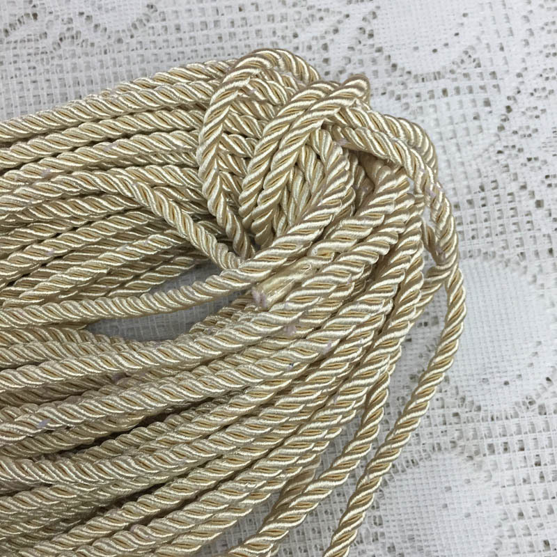 5mm 10m cabo torcido corda guarnição artesanato decorativo corda de náilon cordão artesanal para costura artesanato estofamento decoração de casa: Bege