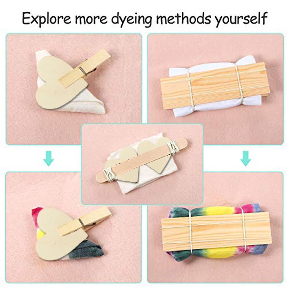 166pcs Tie-dye Kit T-Shirt Fabric Tie-dye Tools Kits With Wood Chips Rubber Bands Gloves Squeeze Bottles Thread Aprons Tools