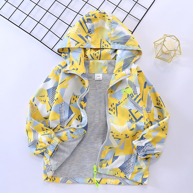 Boy's thin coat spring and autumn children's clothing 2022 windbreaker middle-aged children's tops jackets 4-12 years old: Yellow / 14