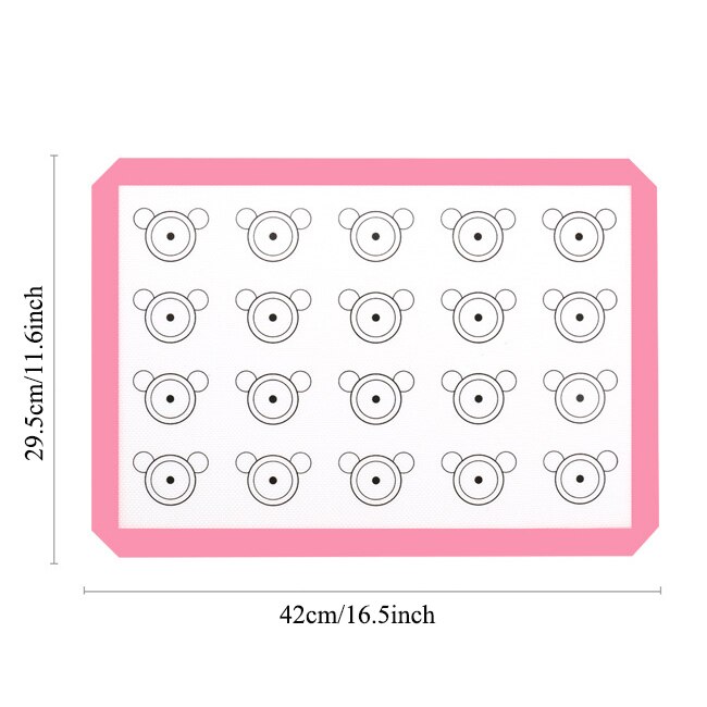 Silicone Macaron Bakken Mat - Non Stick Silicon Liner Voor Bakken Pannen &amp; Rolling-Bitterkoekje/Gebak/Cookie maken-Professionele: Pink Bear