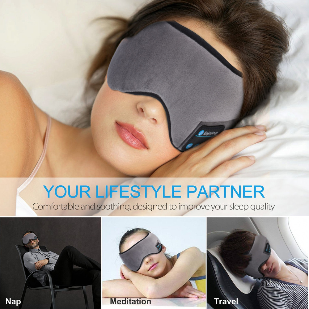 JINSERTA Wireless Bluetooth 5.0 Earphone Sleep Mask Phone Headband Sleep Soft Headphone For Listenting Music Answering Phone