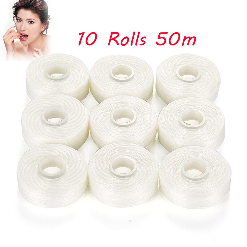 5/10 Roll 50 M Tanden Bleken Mondhygiëne Tanden Reinigen Dental Floss Spool Wax Mint Tandenstoker Bleken Tanden Bleken Dental zorg: Ivoor