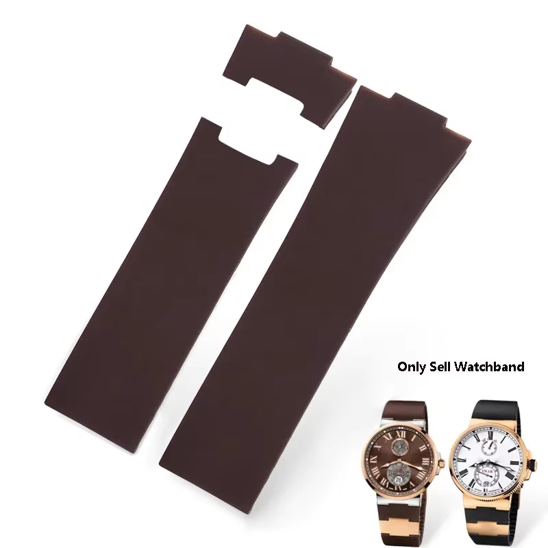 Siliconen horlogeband voor Athene Observatie Navigatie 113 Heren Dames Waterdicht Voor Ulysse Nardin Rubberen horlogeband 25 mm: Steenkool zwart