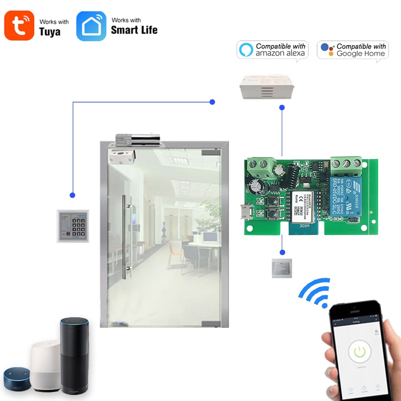 Módulo inteligente Tuya Life DC5V, interruptor con Wifi, 12V, 24V, 32V, modo inching, RF433, Control remoto, funciona con Alexa y Google Home